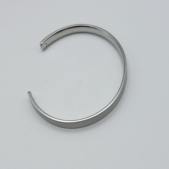 Michael Kors Silver Tone Logo Open Cuff Bracelet Tiny Diamond Accent 6.5" - Picture 2 of 11